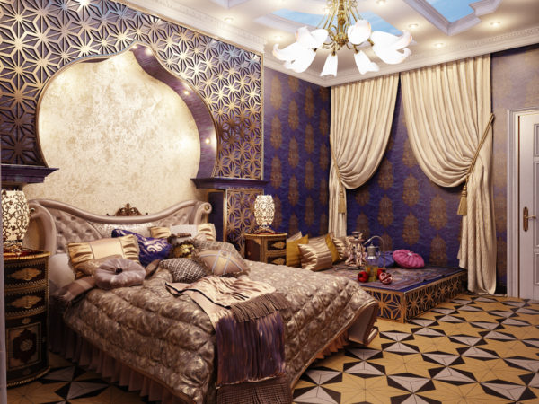 фото. декорирование спальни в восточном стиле