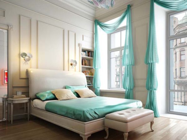 шторы в дизайне светлой спальни