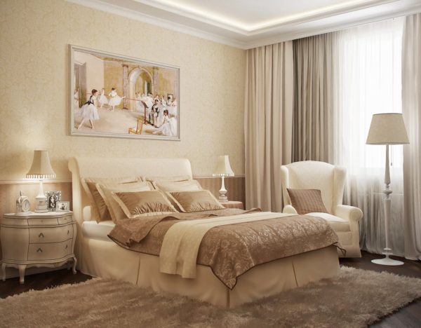 красивая светлая классическая спальня