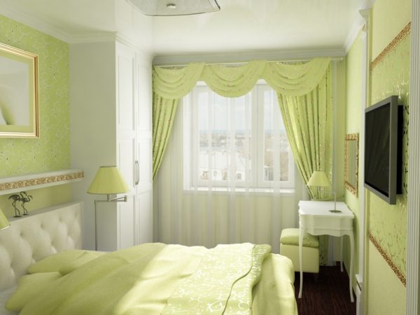 маленькая спальня в зеленых тонах