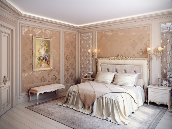 светлая классическая спальня