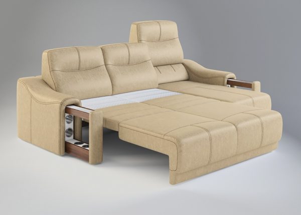 диван-кровать бежевый разобранный