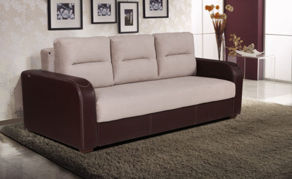 кожаный диван-кровать с подлокотниками