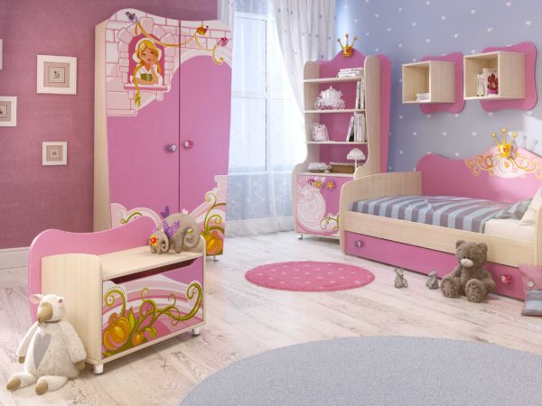 детская комната с постелью для девочки
