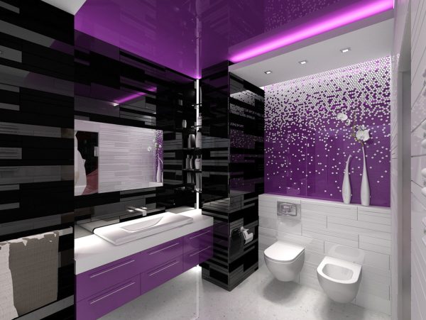 фиолетовая ванная комната