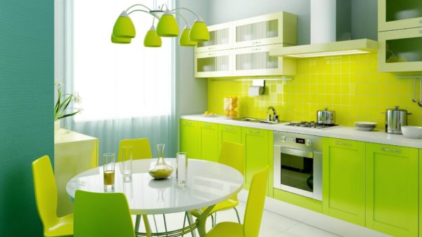 зеленый цвет обеденного стола для кухни