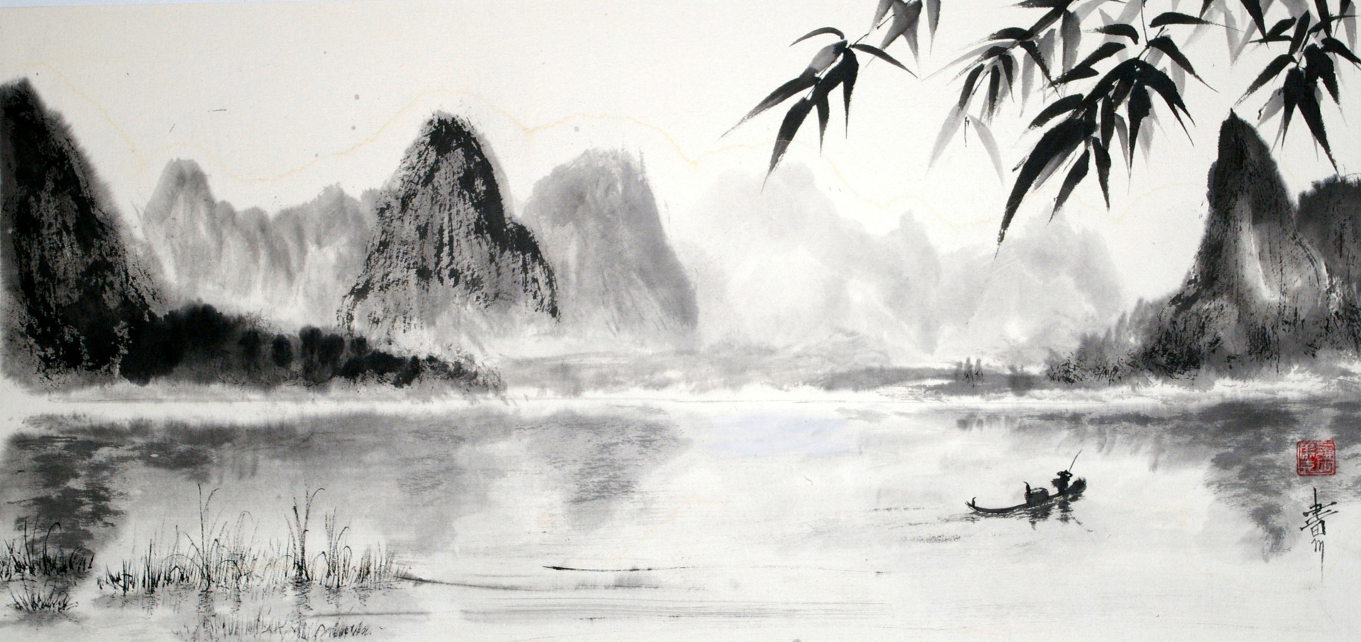 Китайская живопись черно-белая