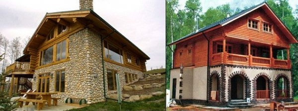 комбинированные дома из кирпича и дерева