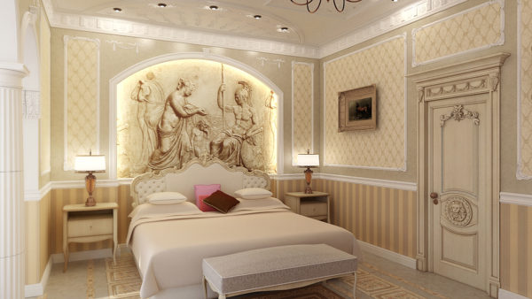 современный дизайн спальни в классическом стиле