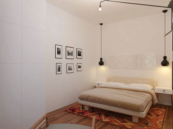 лаконичное оформление спальни в скандинавском стиле 