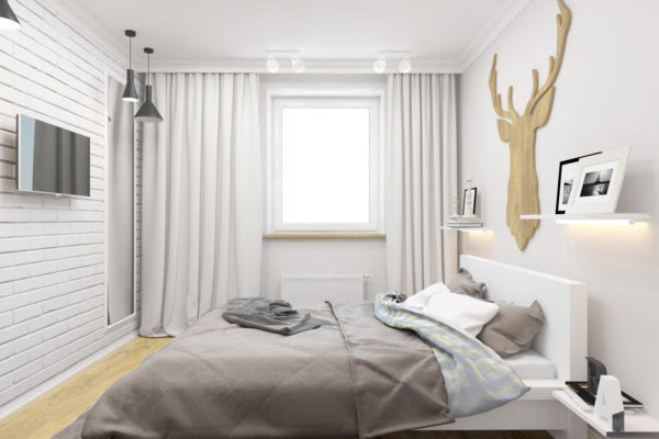 красивая спальня в скандинавском стиле