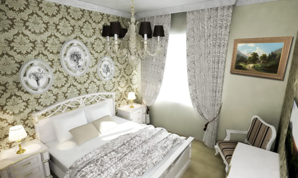 красивая спальня в классическом стиле