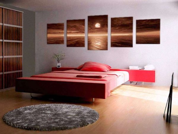 современный красивый дизайн картины в спальне