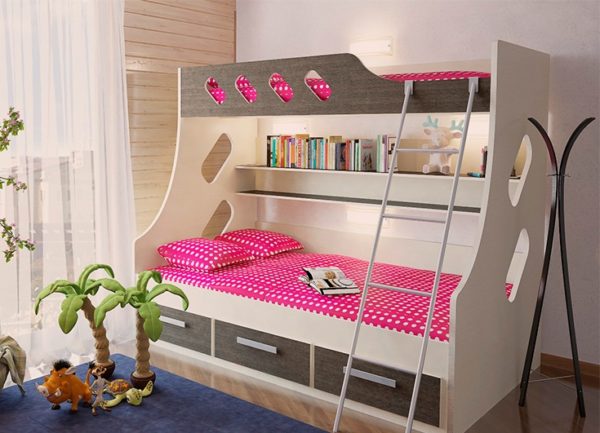детская двухэтажная кровать для девочек