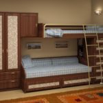 двухэтажная кровать со шкафом для одежды