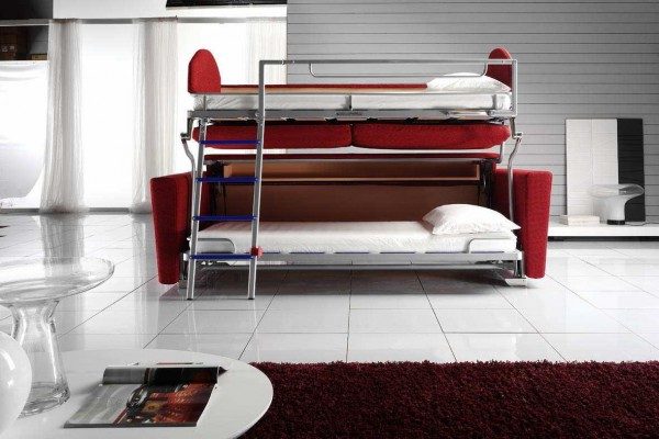 двухэтажная детская кровать с диваном