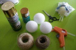Инструменты и материалы для декорирования шара из пенопласта